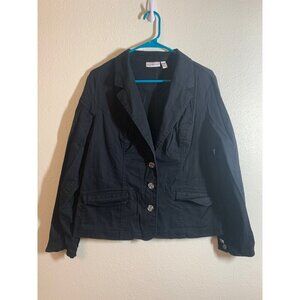 Croft & Borrow Black Denim Blazer Jacket Womens Size Large LS4